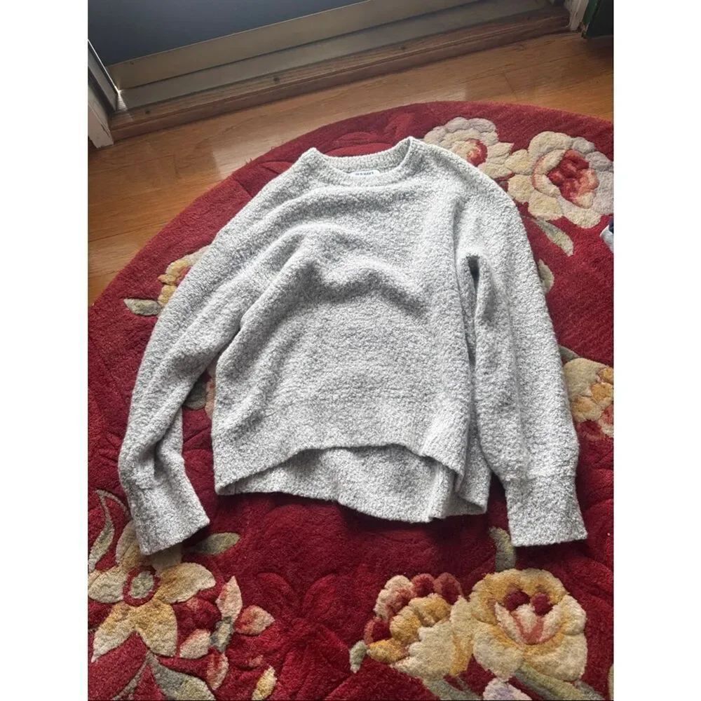 Old Navy Heather Gray Textured Crewneck Sweater